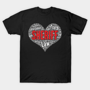 Sheriff Heart Shape Word Cloud Design product T-Shirt